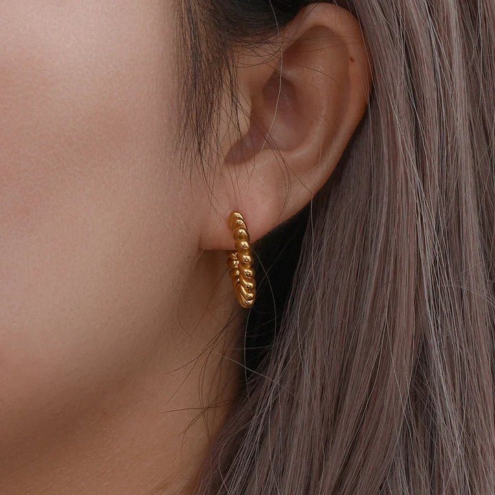 Gold-Plated Twisted Hoop Earrings for Women