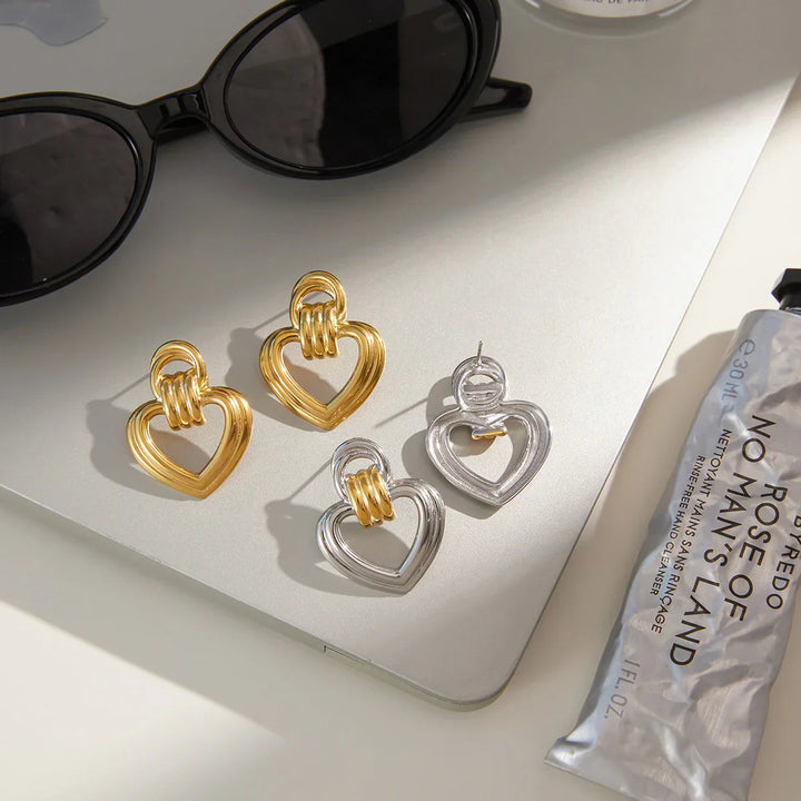 Gold-Plated Heart Earrings for Women
