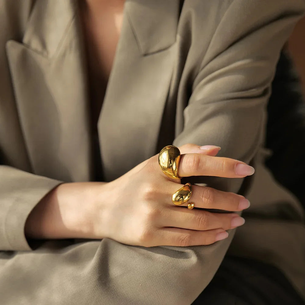Gold-Plated Dome Statement Ring for Women