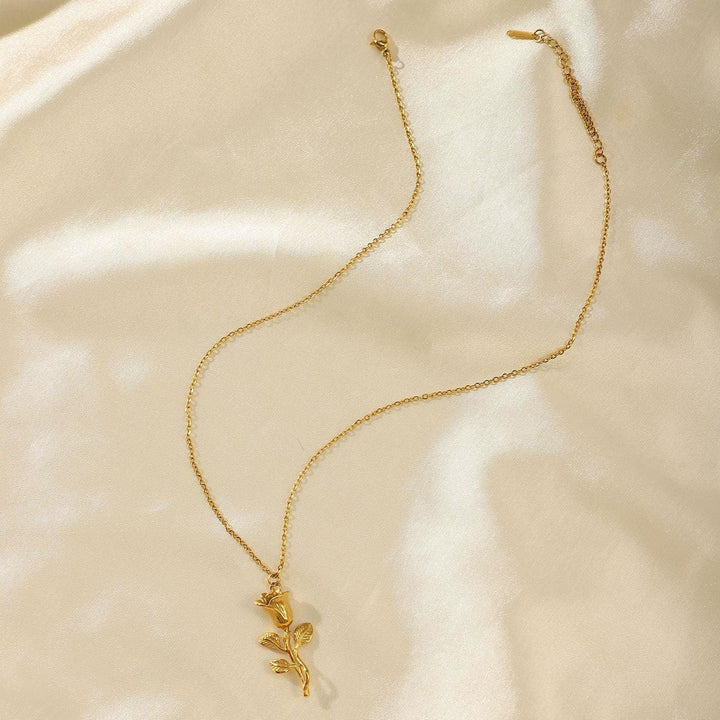 Gold-Plated Rose Pendant Necklace for Women