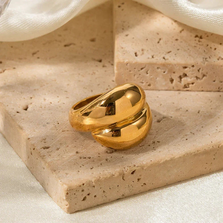 Gold-Plated Twisted Statement Ring for Women