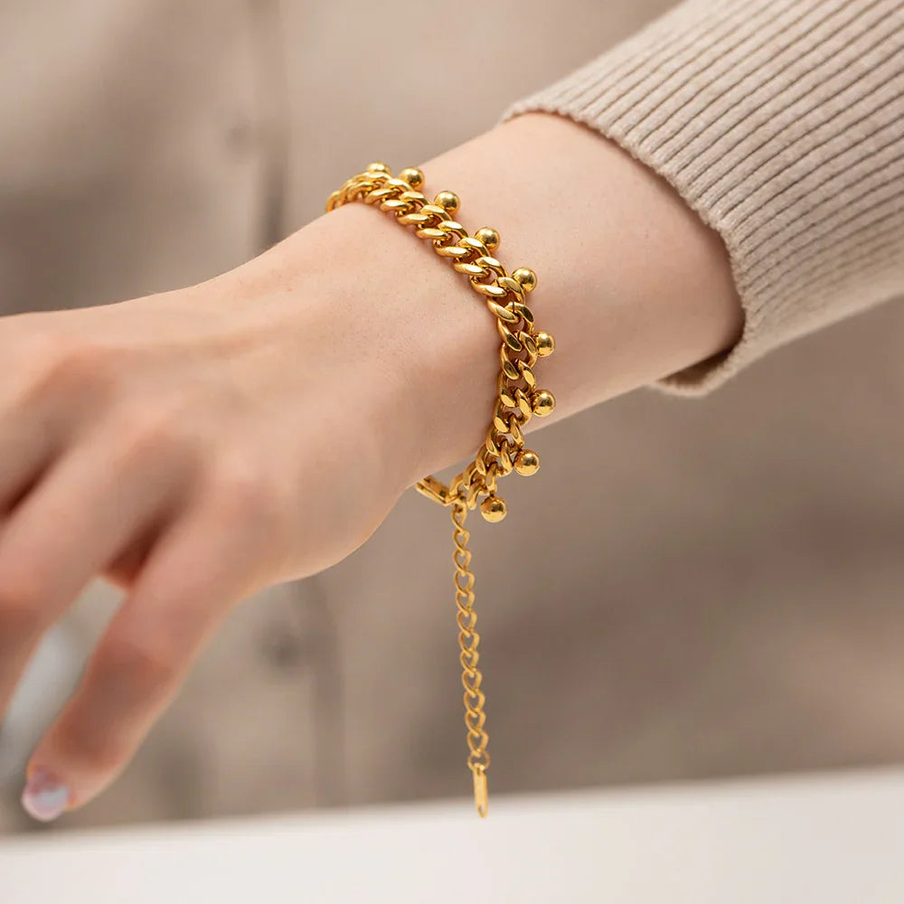 Gold-Plated Charm Chain Bracelet for Women