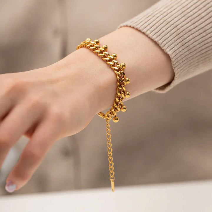 Gold-Plated Charm Chain Bracelet for Women