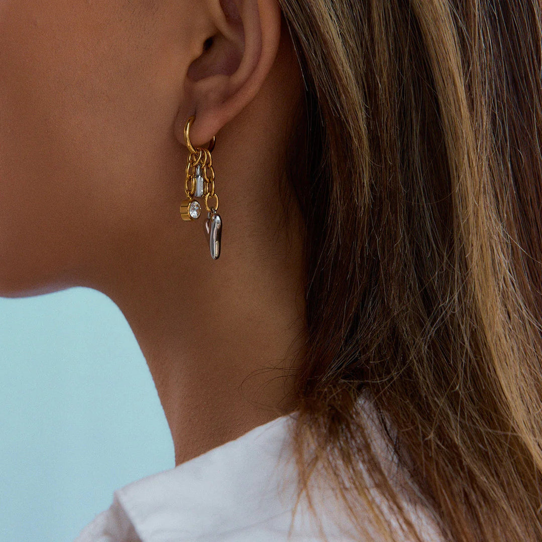 Gold-Plated Cubic Zirconia Drop Earrings for Women