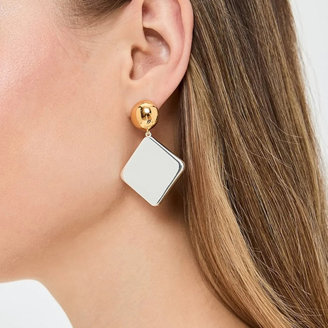 Gold Plated Geometric Drop Earrings for Women