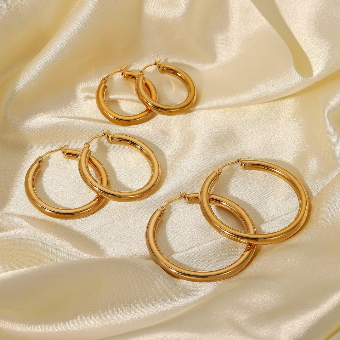 Gold-Plated Wide Hoop Earrings