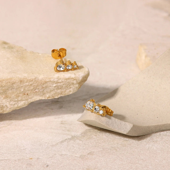 Gold-Plated Cubic Zirconia Stud Earrings for Women