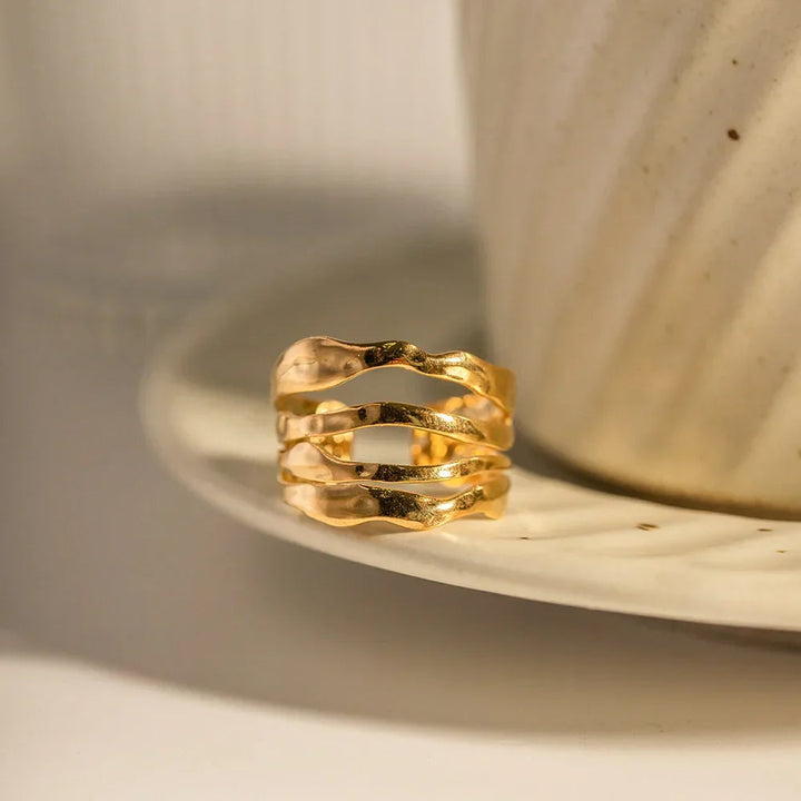 Gold-Plated Adjustable Ring with Stainless Steel