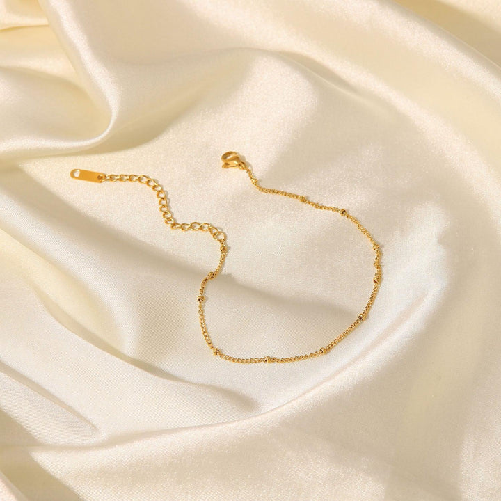 Gold-Plated Anklet with Cubic Zirconia Adjustable Waterproof