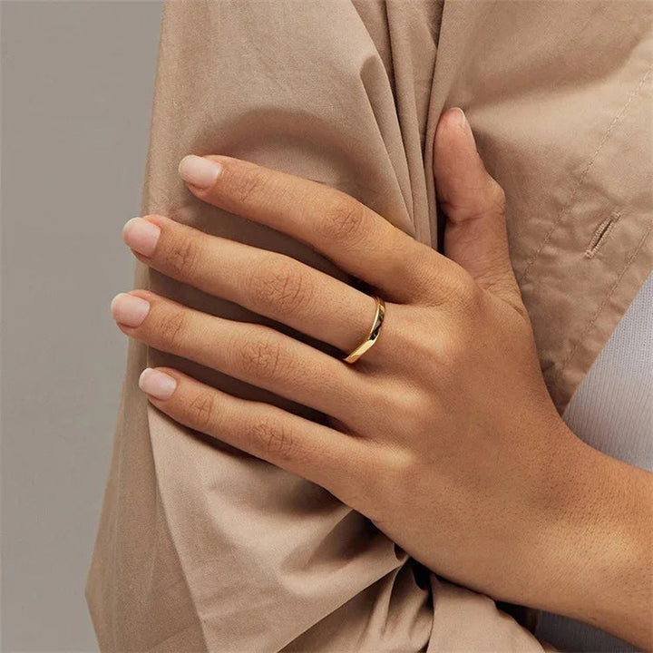 Gold-Plated Geometric Band Ring Women