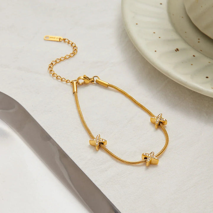 Gold Plated Cubic Zirconia Chain Bracelet for Women