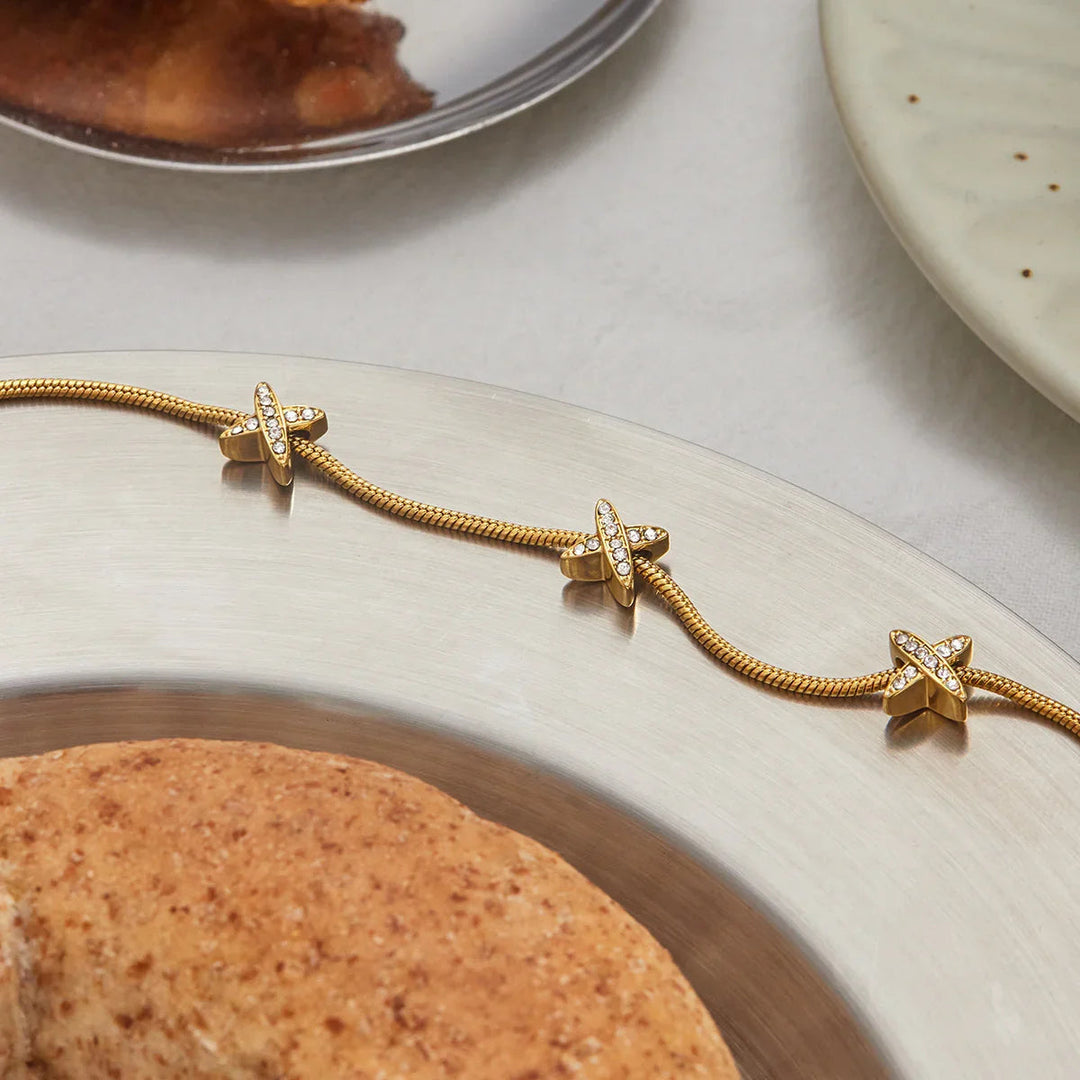 Gold Plated Cubic Zirconia Chain Bracelet for Women
