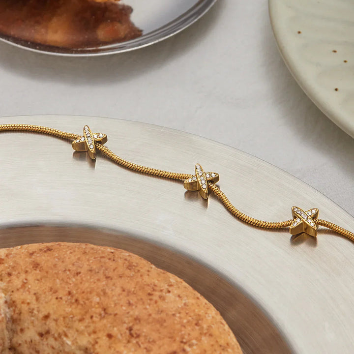 Gold Plated Cubic Zirconia Chain Bracelet for Women