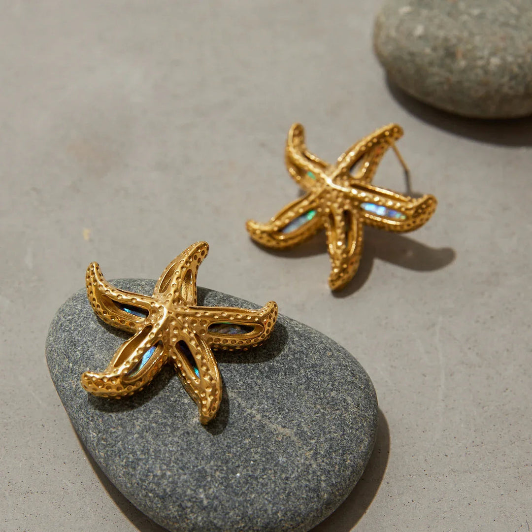 Gold-Plated Starfish Stud Earrings for Women