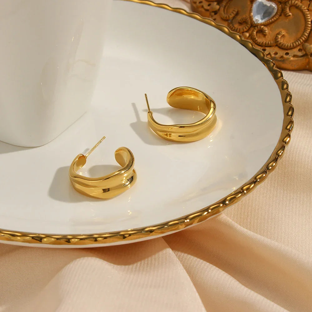 Gold-Plated Wave Earrings For Women