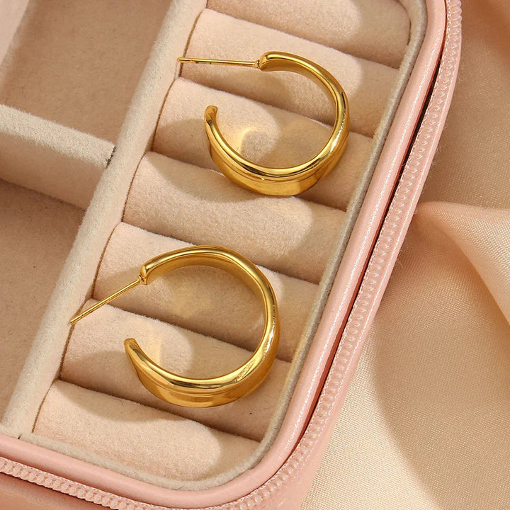 Gold-Plated Wave Earrings For Women