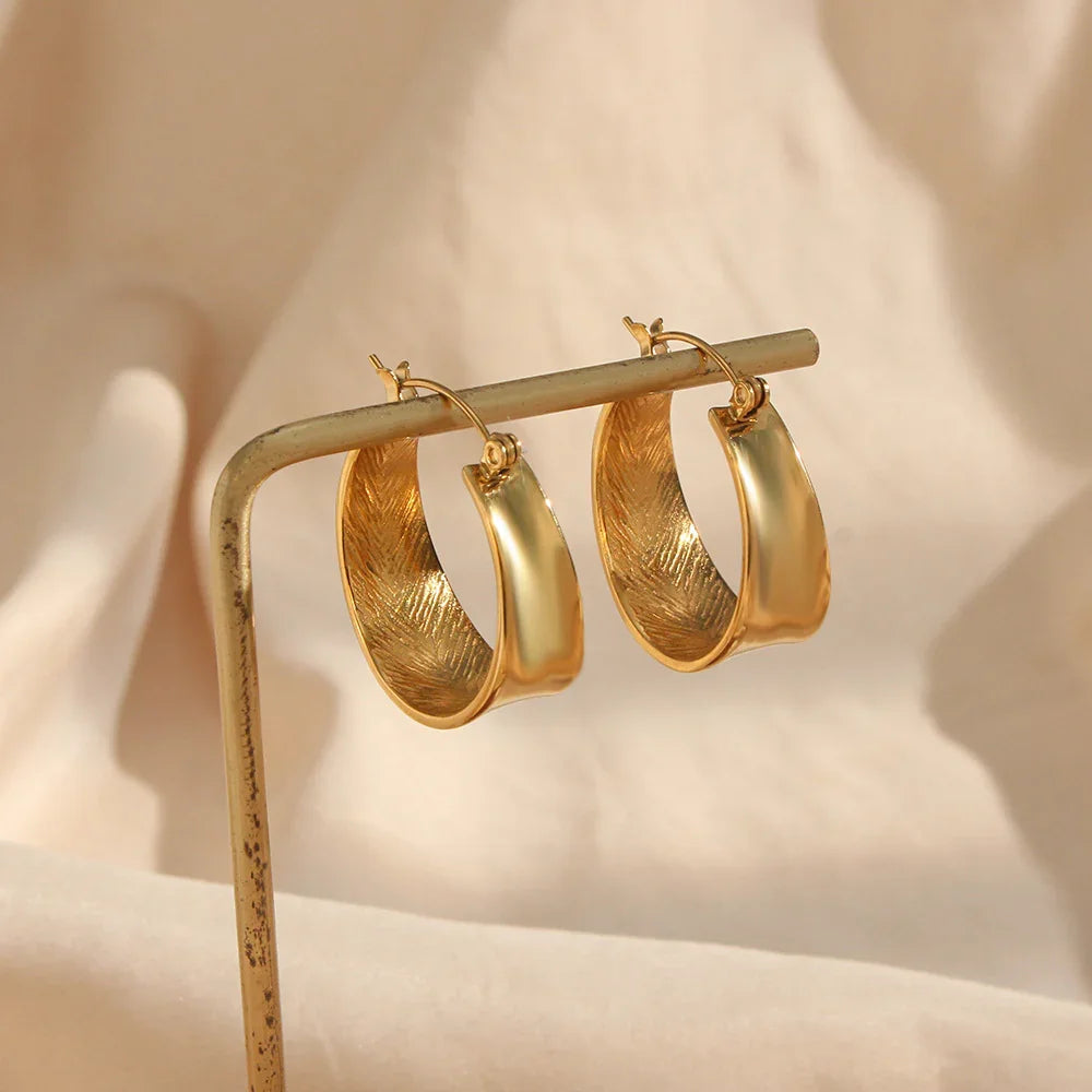 Gold-Plated Flat Hoop Earrings for Women