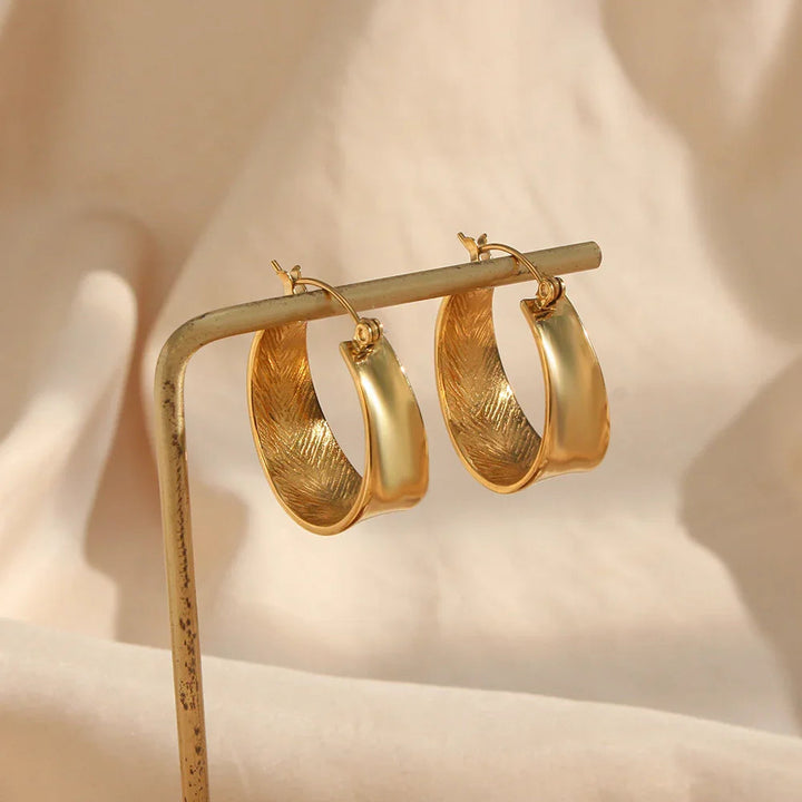 Gold-Plated Flat Hoop Earrings for Women