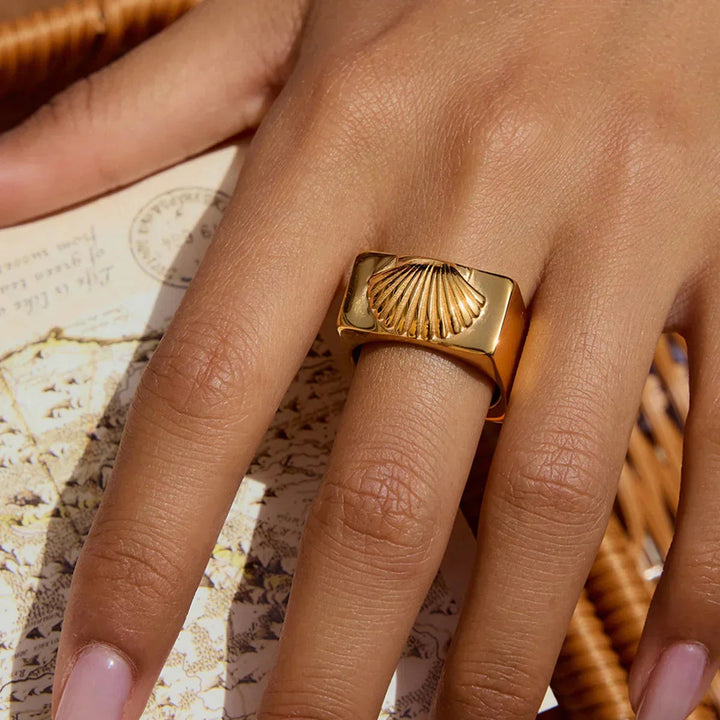 Gold-Plated Stainless Steel Statement Ring for Women