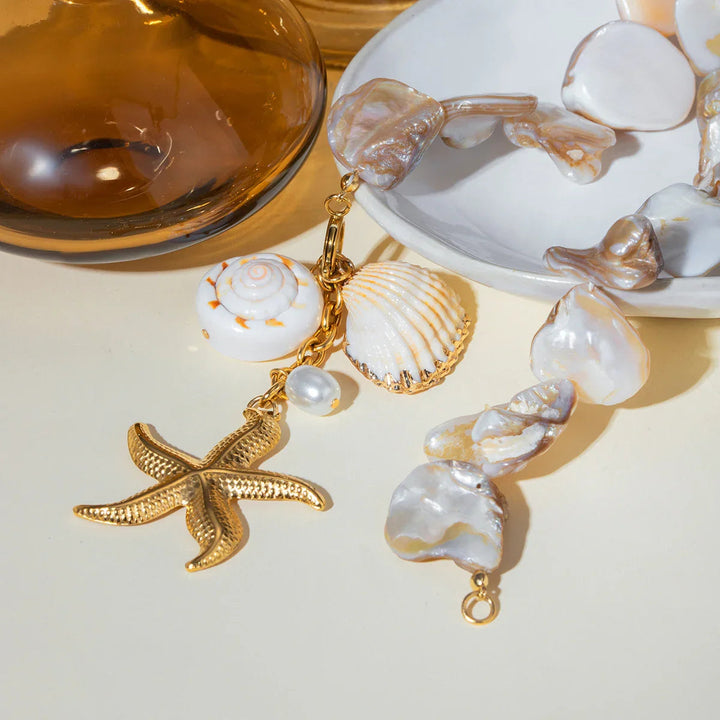 Gold-Plated Faux Pearl Charm Necklace for Women