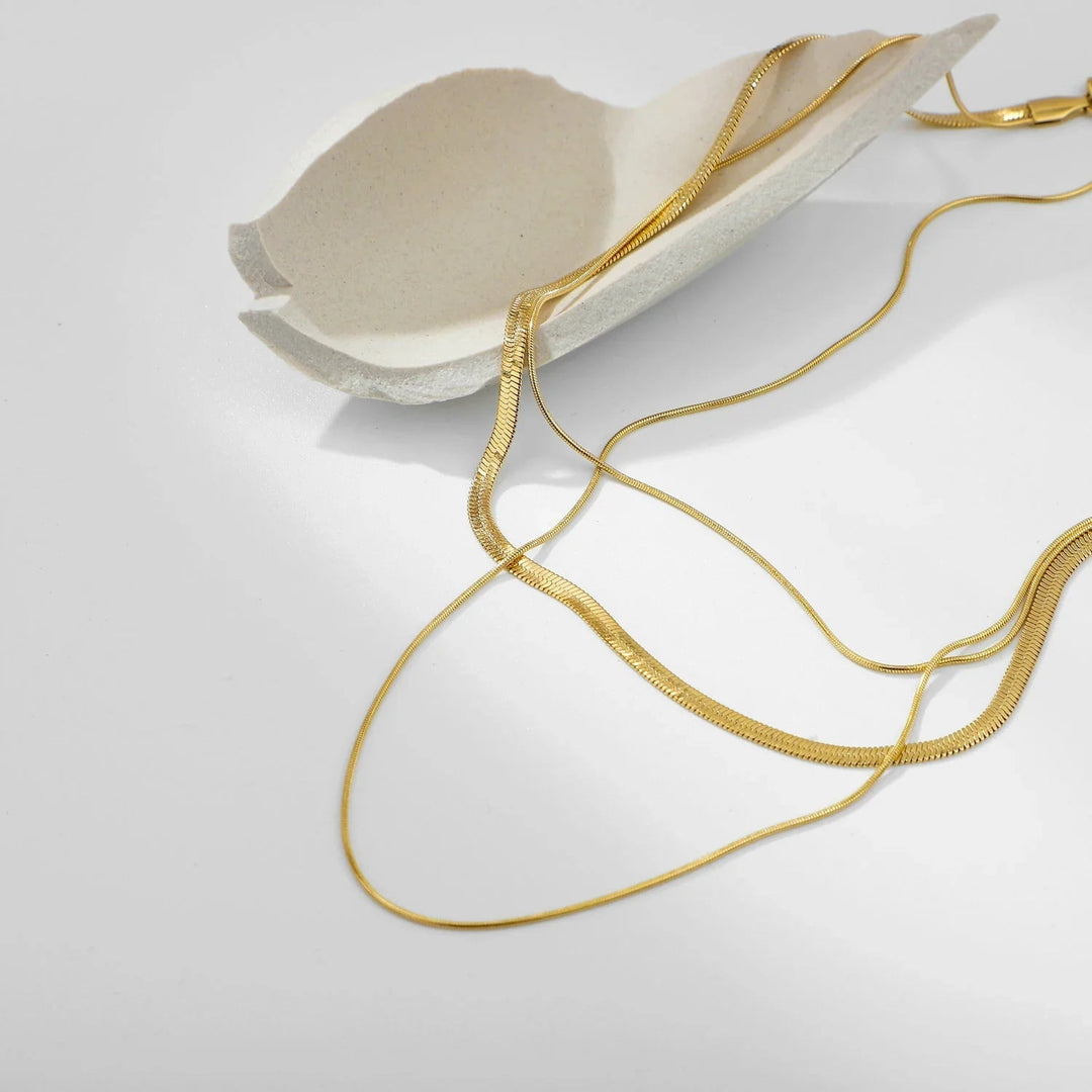 Gold-Plated Triple Layered Necklace