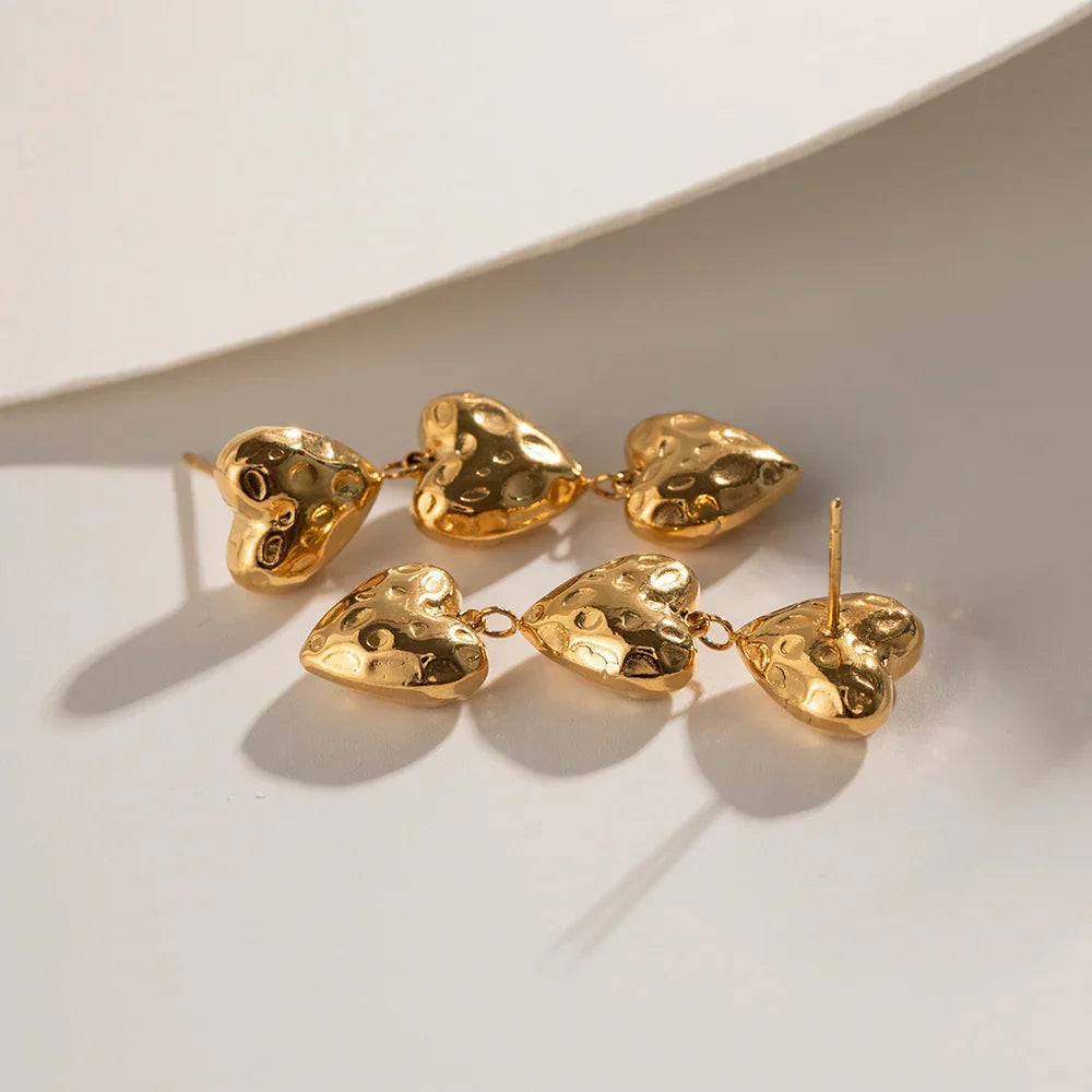 Gold-Plated Heart Drop Earrings for Women