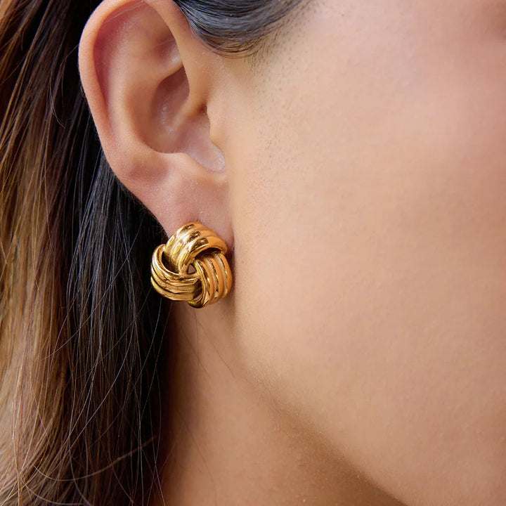 Gold Plated Statement Stud Earrings for Women
