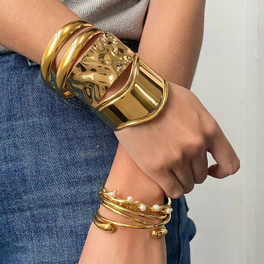 Gold Plated Statement Cuff Bracelet for Women