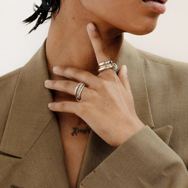 Gold-Plated Silver-Tone Stackable Ring for Women