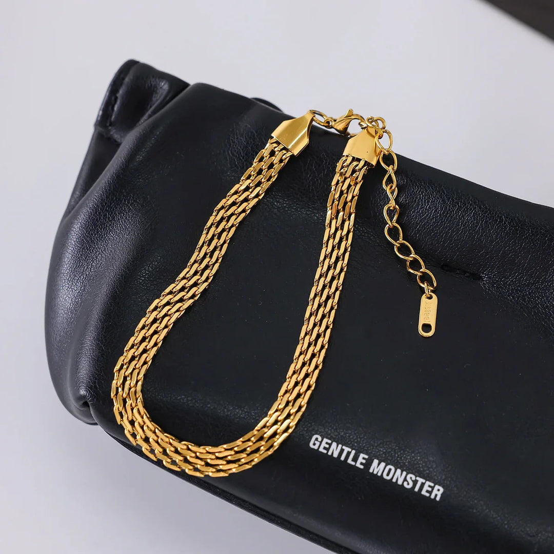 Gold Plated Mesh Chain Anklet for Women