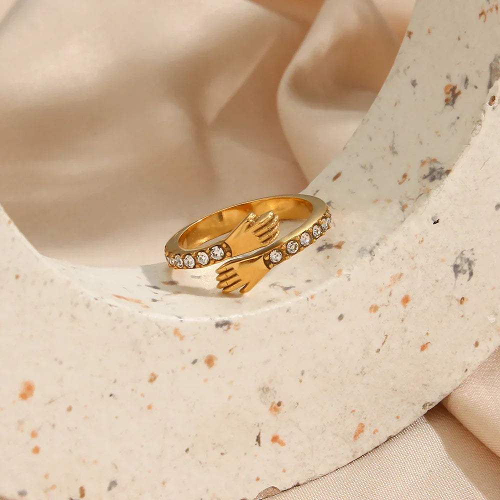 Gold-Plated Adjustable Diamond Ring For Women