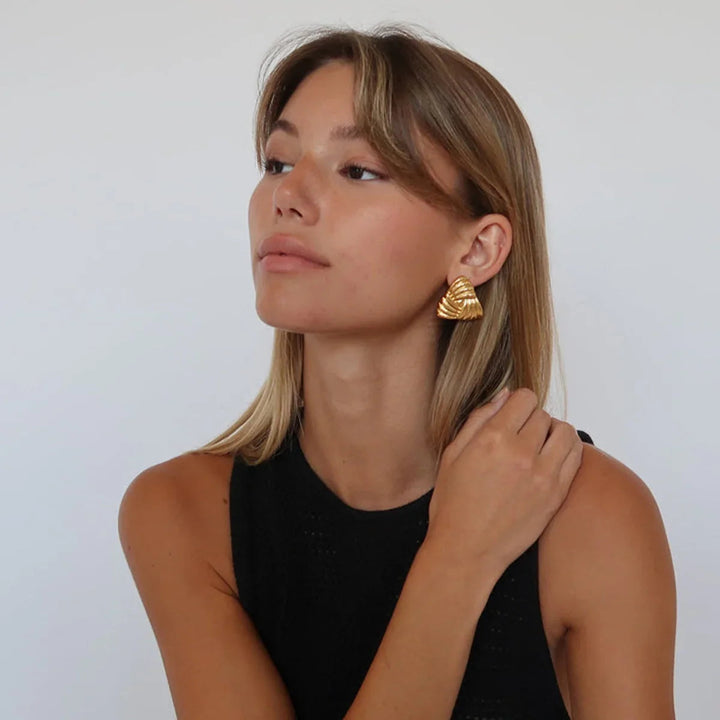 Gold-Plated Triangular Earrings with Sleek and Sophisticated Look