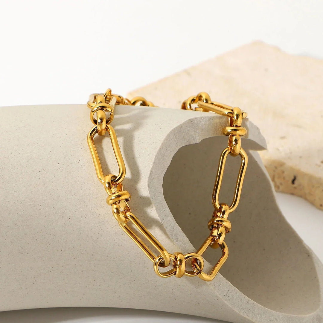 Gold-Plated Paperclip Chain Bracelet