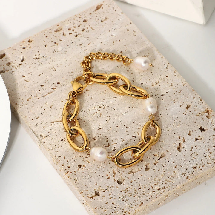Gold-Plated Freshwater Pearl Bracelet