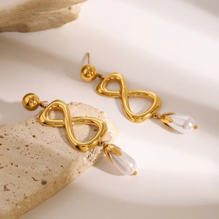 Gold-Plated Faux Pearl Drop Earrings for Women