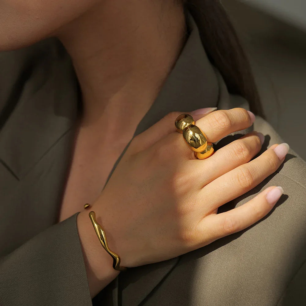 Gold-Plated Petal Statement Ring for Women