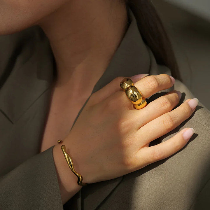 Gold-Plated Petal Statement Ring for Women