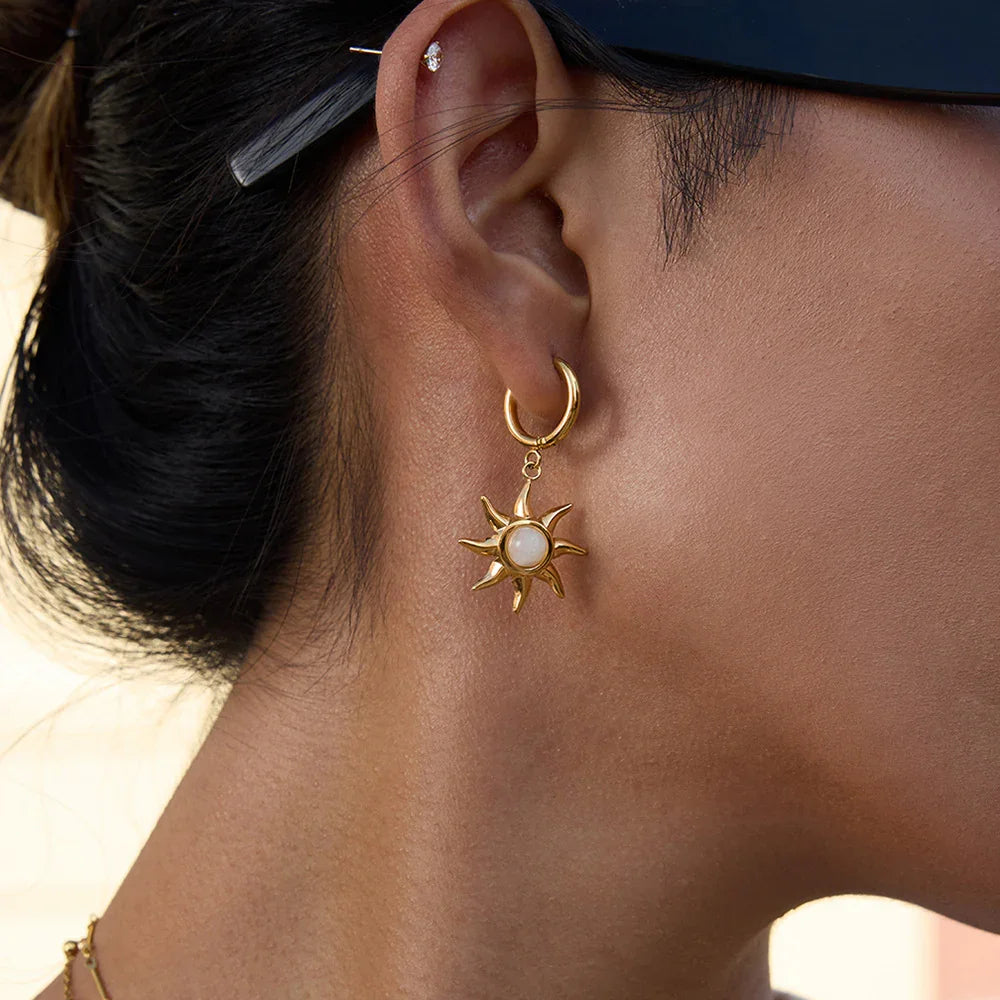 Gold Plated Synthetic Stone Drop Earrings for Women