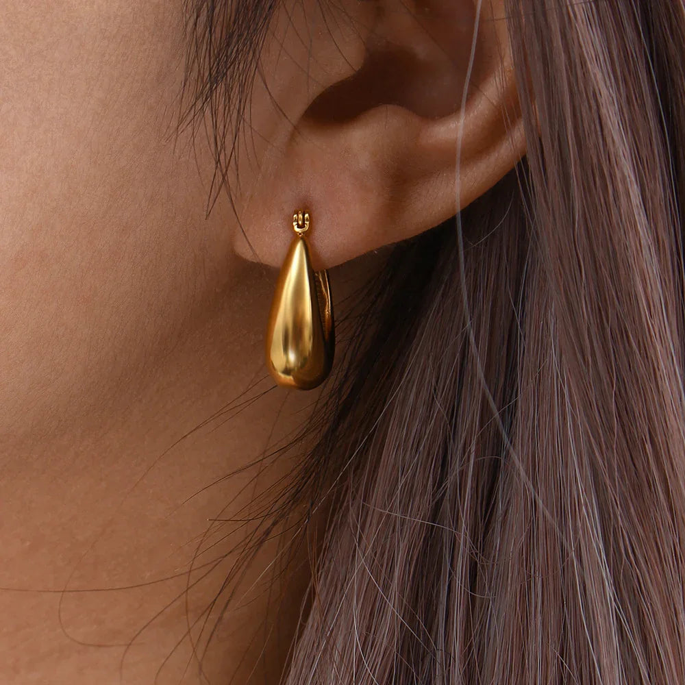 Gold-Plated Smooth Hoop Earrings for Women