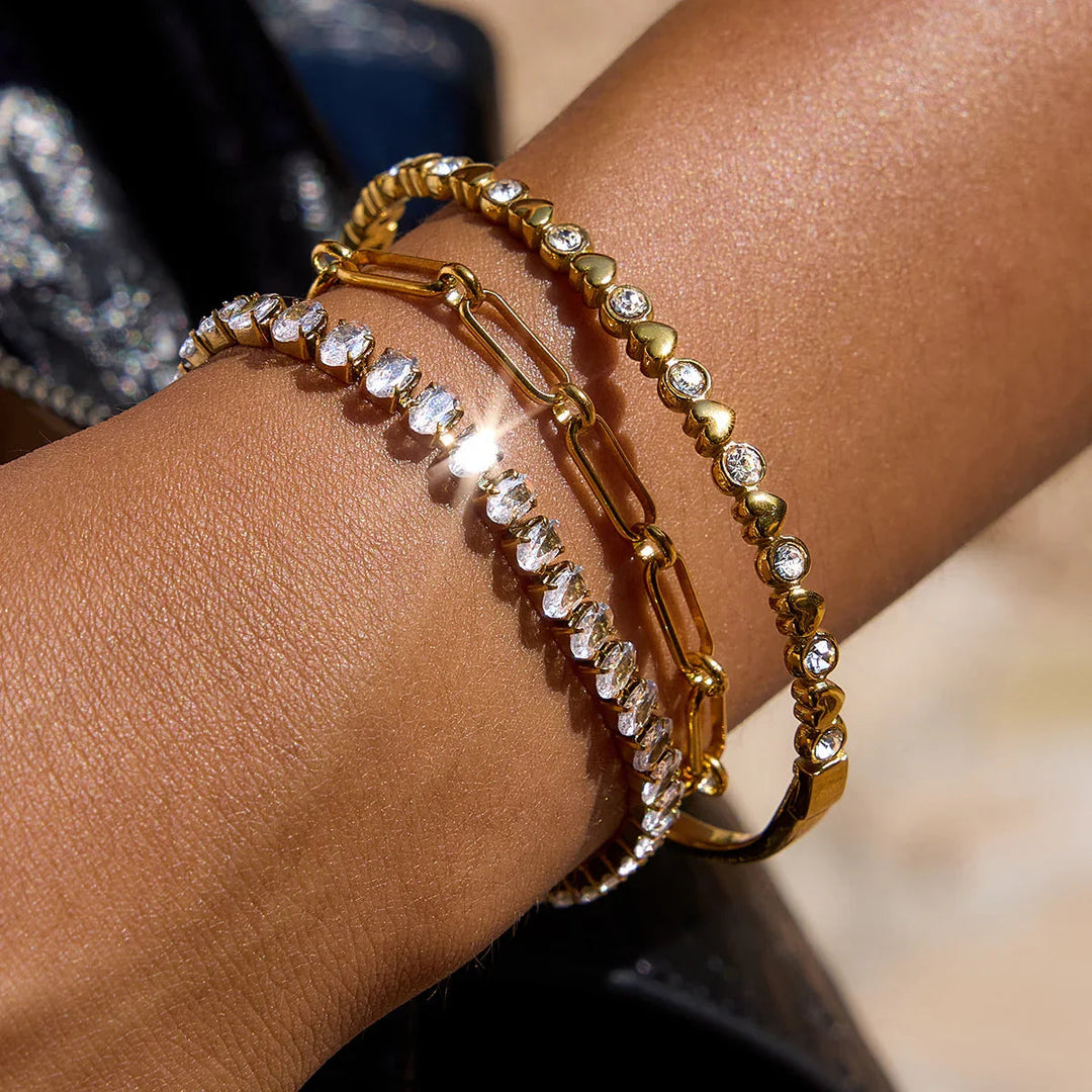 Gold Plated Cubic Zirconia Tennis Bracelet for Women
