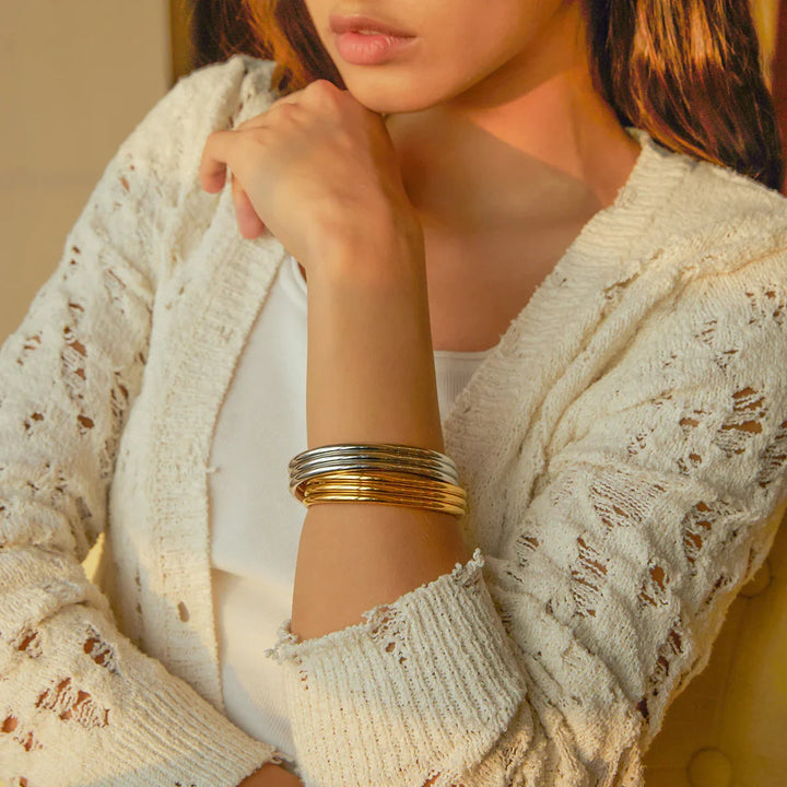 Gold-Plated Cuff Bracelet with multi-bangle design