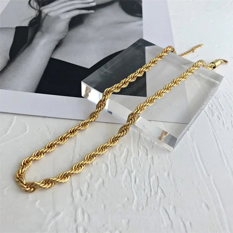 Gold-Plated Rope Chain Necklace for Women