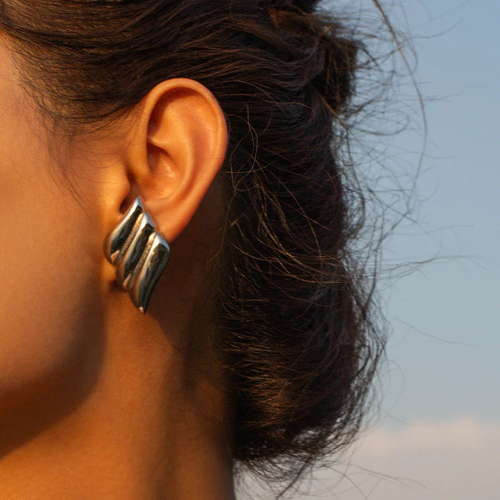 Gold-Plated Contemporary Earrings with Stainless Steel