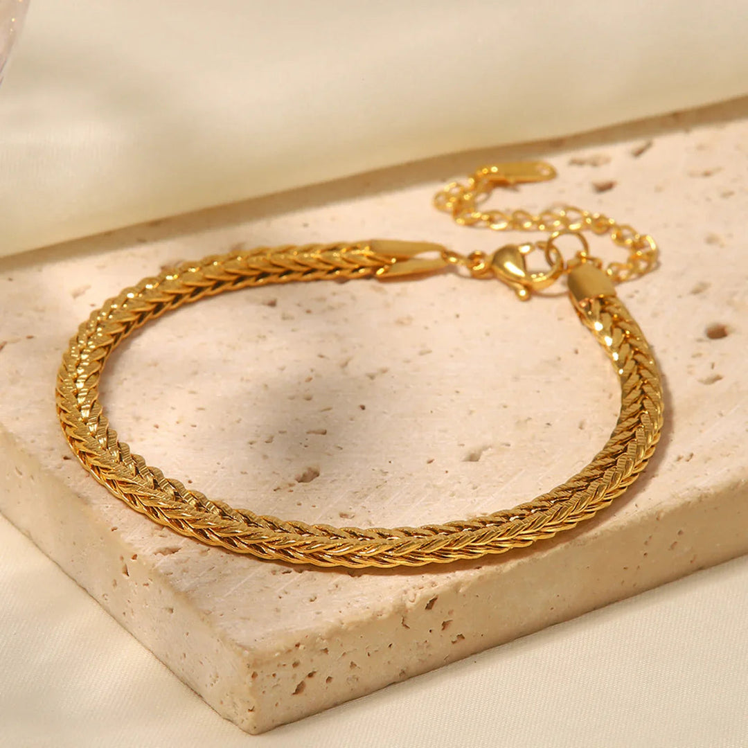 Gold-Plated Snake Chain Bracelet with Textured Finish