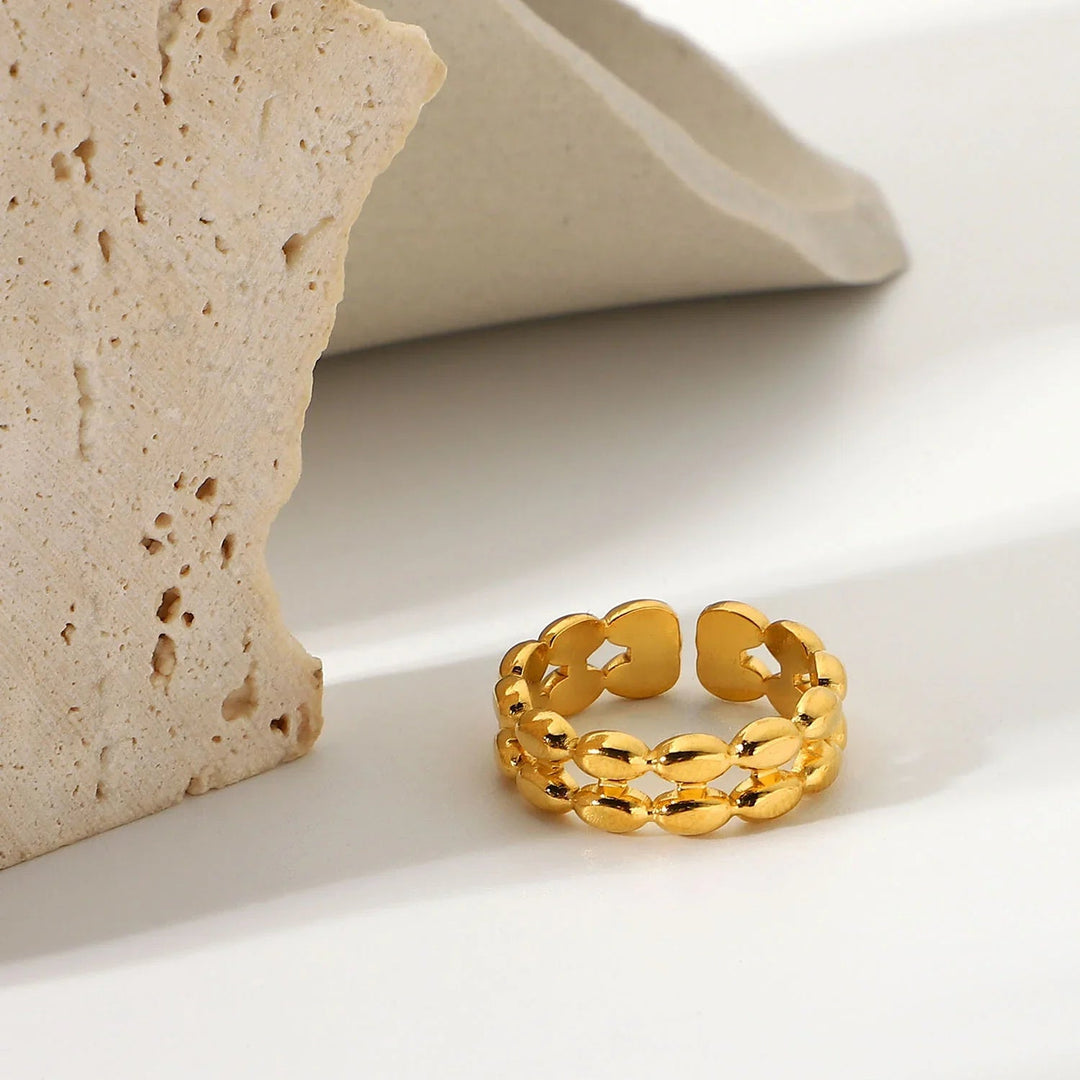 Gold-Plated Beaded Ring – Hypoallergenic, Water-Resistant Everyday Luxury