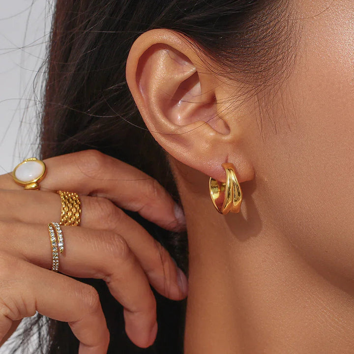 Gold-Plated Wave Earrings For Women