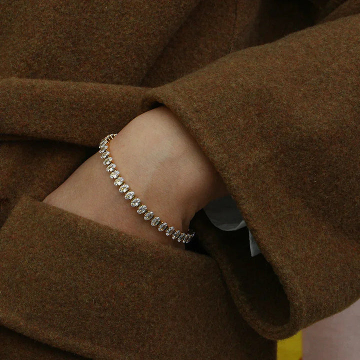 Gold-Plated Diamond Tennis Bracelet For Women