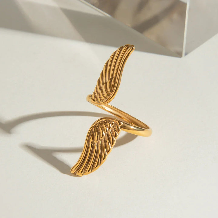 Gold-Plated Wing Statement Ring for Women