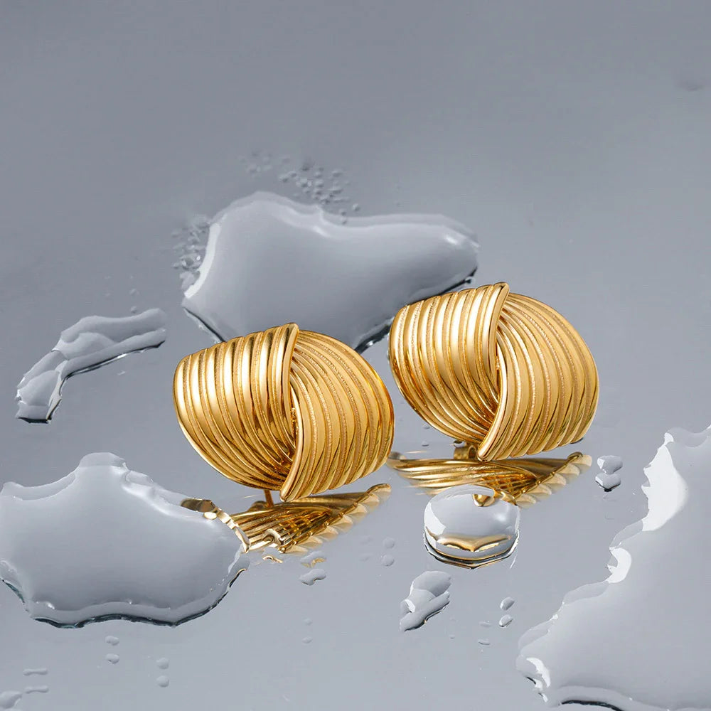 Gold-Plated Textured Intertwined Wing Earrings