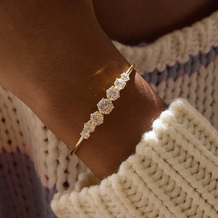 Gold-Plated CZ Bangle for Women